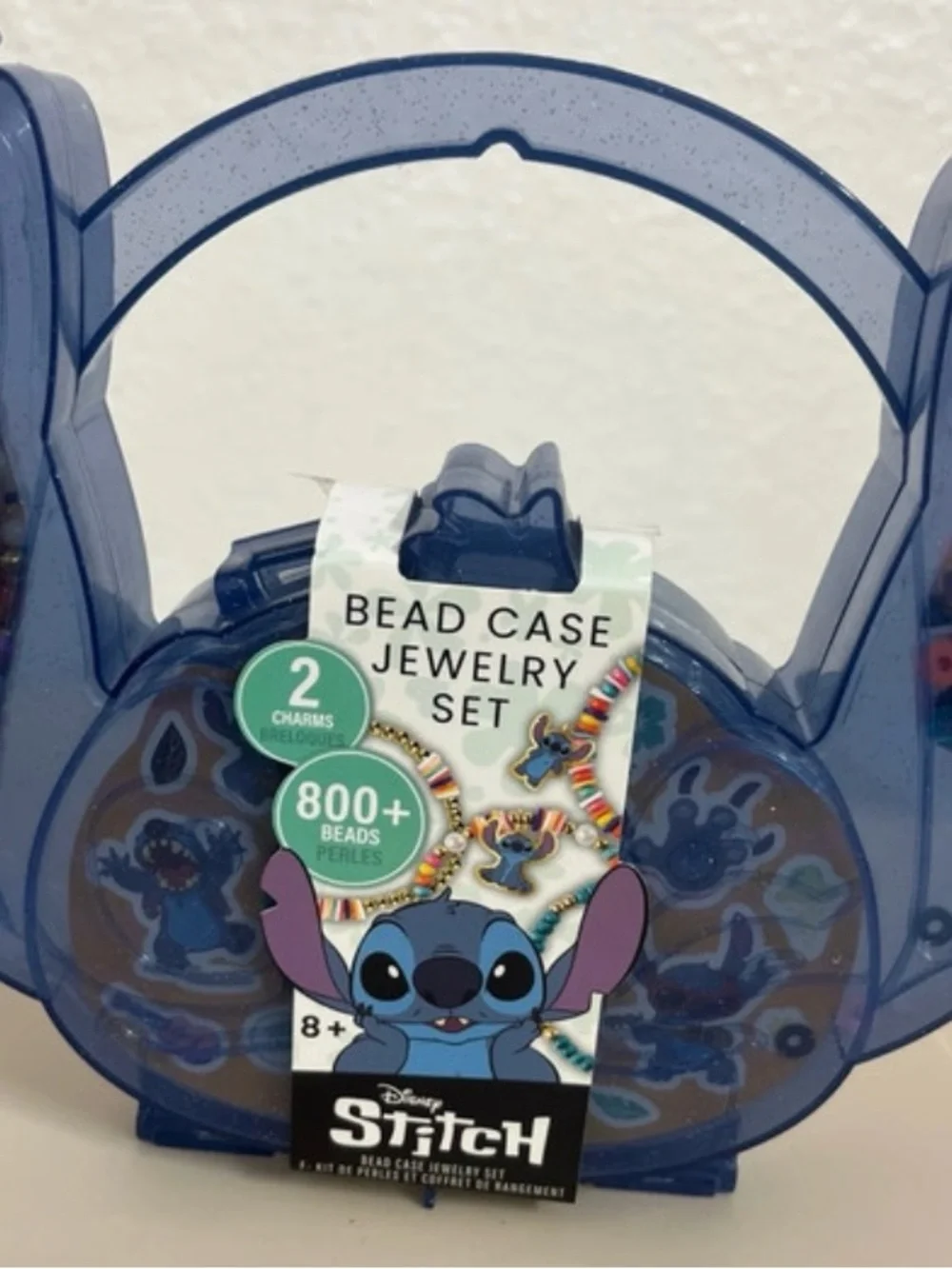 Disney Stitch Blue Bead Case Jewelry Set with Multicolor Beads